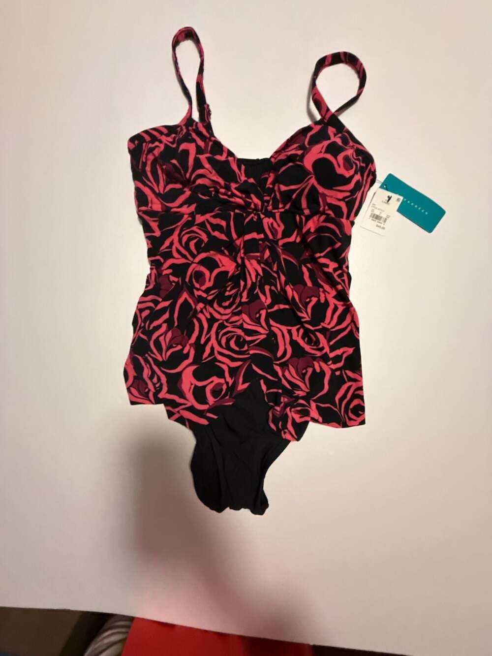 Aqua Green Women's Rose Print Ruched One-Piece Swimsuit